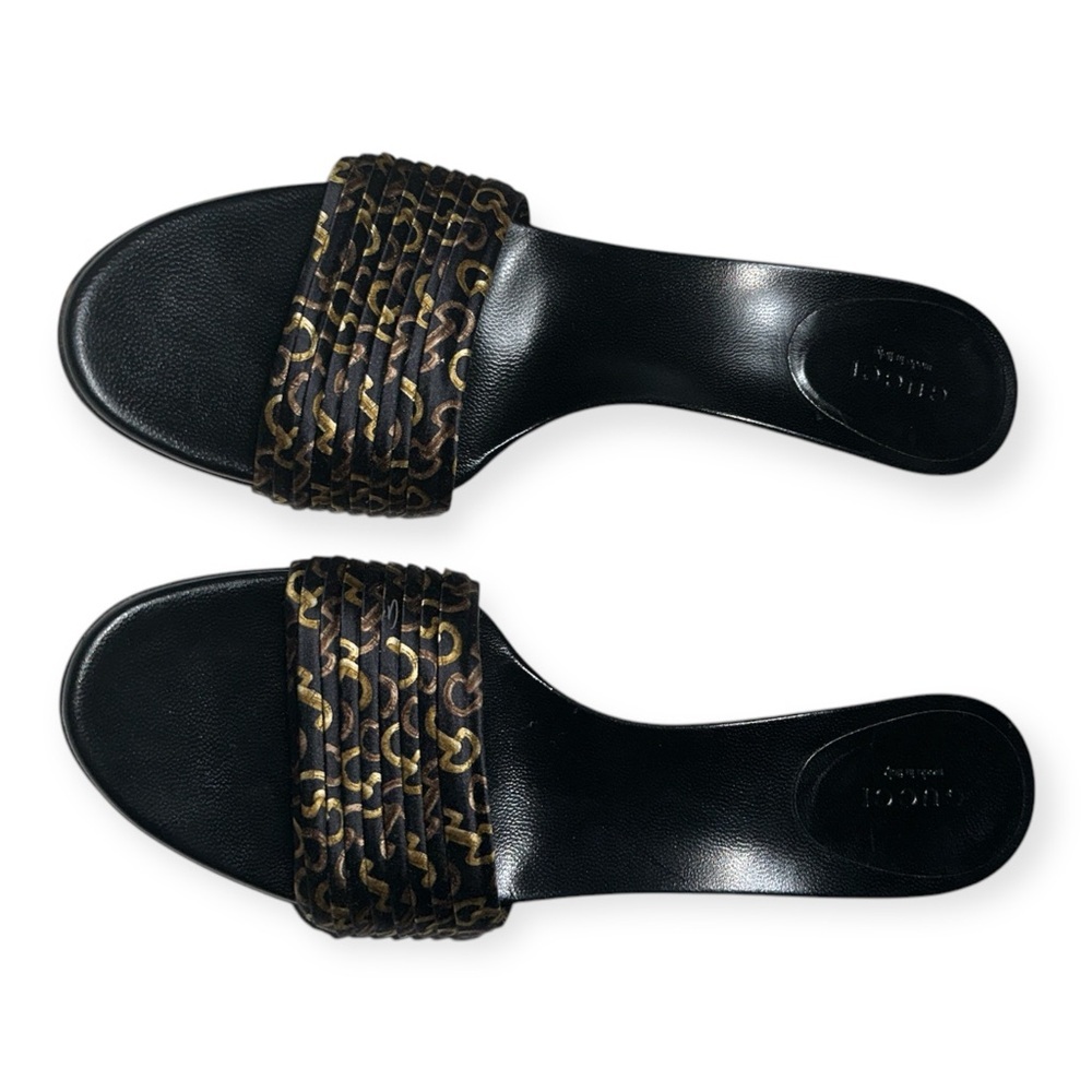 Gucci women’s horsebit accent satin slip on mule heels size 7.5 - Picture 6 of 11